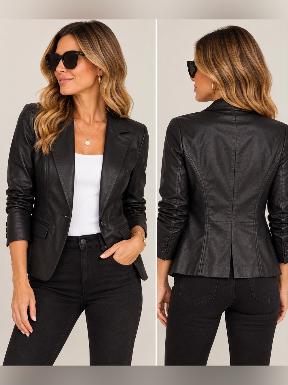 Liverpool NWOT Black Coated Faux Leather Notch Collar Blazer XS